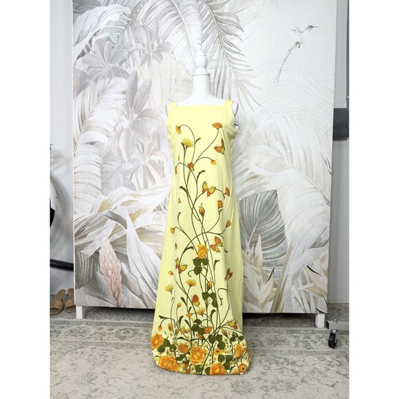 Vintage Alfred Shaheen Hawaii Garden Floral Print Maxi Dress - Picture 2 of 8
